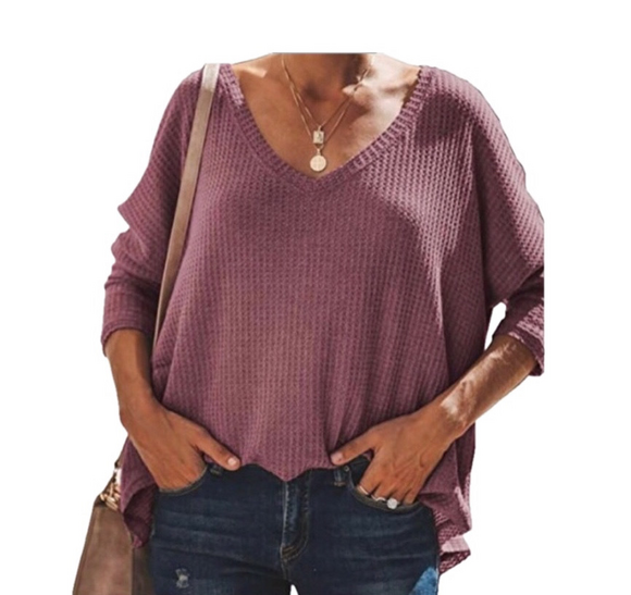 Mauve Waffle Material Slouchy Shrug Top, Size Medium, NWT - Picture 5 of 9